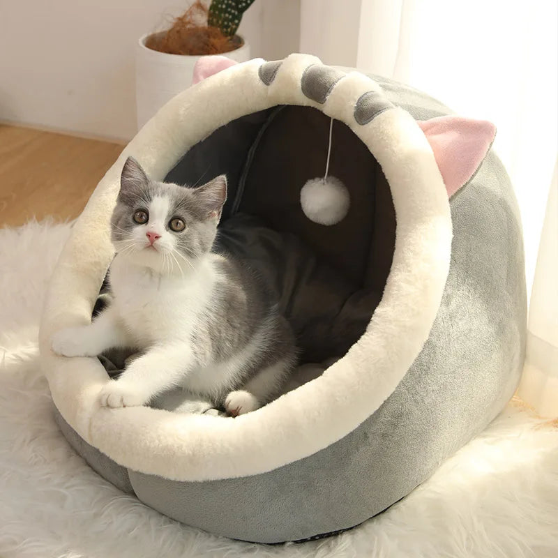 Deep Sleep Cat Bed Cartoon Pet Bed Foldable Removable Washable