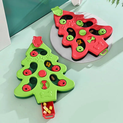 Interactive Dog Puzzle Toys Christmas Tree Dog Slow Feeder