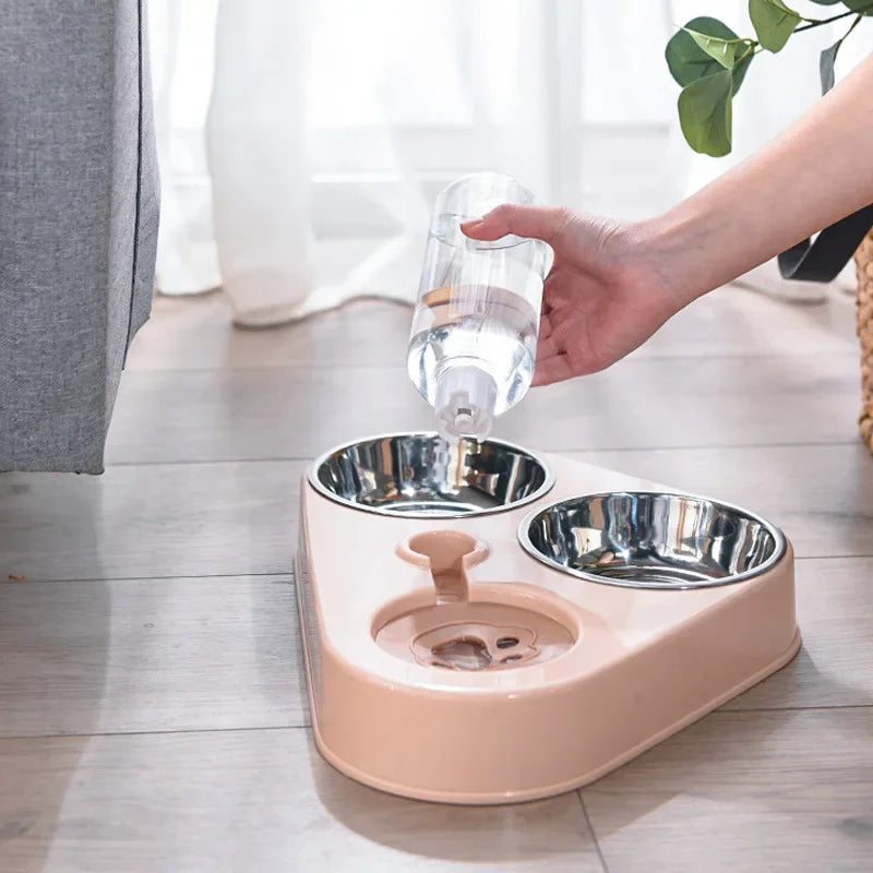 Gamelle pour chien et chat avec bouteille et distributeur automatique de nourriture