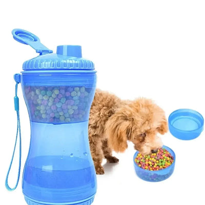 Bouteille d'eau portable 2 en 1 pour animaux de compagnie, bouteille de stockage de nourriture pour entraînement en extérieur