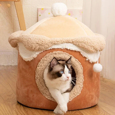 Warm Winter Cat Dog House Deep Sleep Pet Nest Geometric Ice Cream