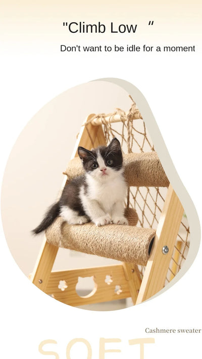 Cat Nest Climbing Sleep Net Frame Wooden Jumping Platform