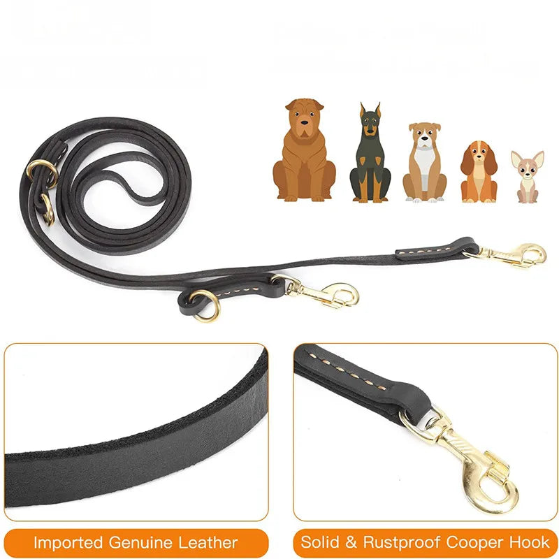 Multi-functional Leather Dog Leash