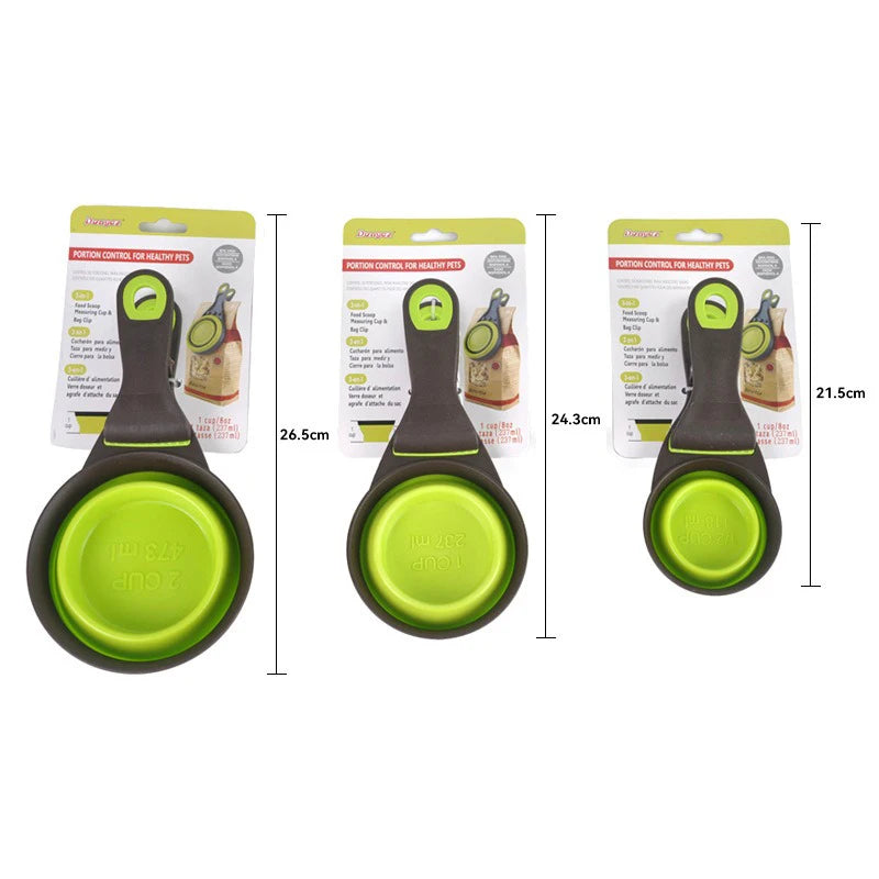 Multi-Functional Pet Food Clip, Folding Feeder, and Measuring Cup