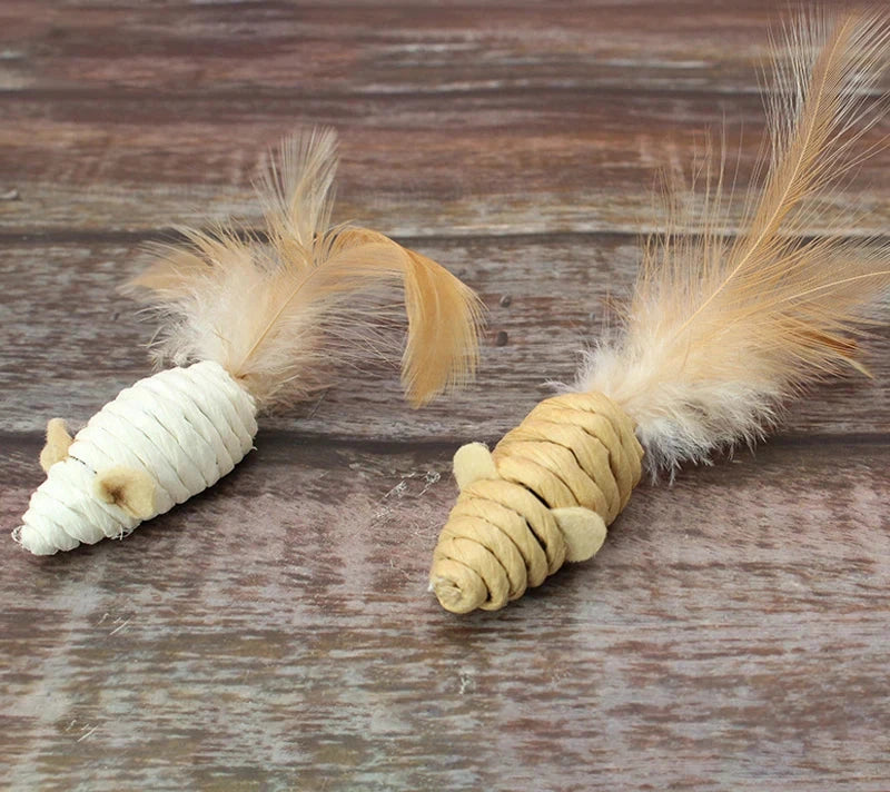 Cat Toys Mouse Feather Sisal Rope Toy 5Pcs.