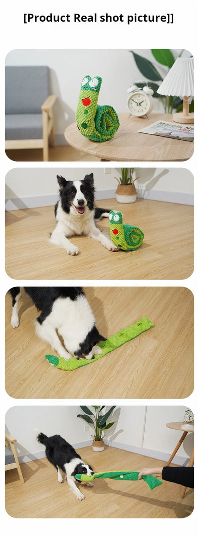 Jouet puzzle en peluche et sonore pour chien Sniffle Snake