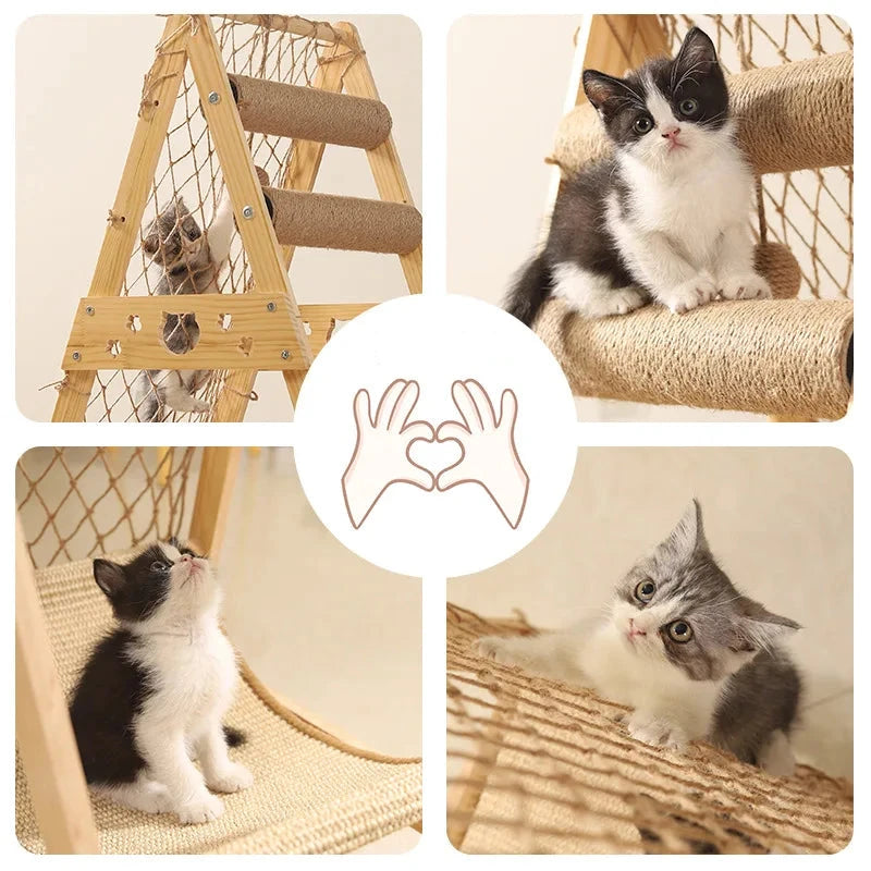 Cat Nest Climbing Sleep Net Frame Wooden Jumping Platform