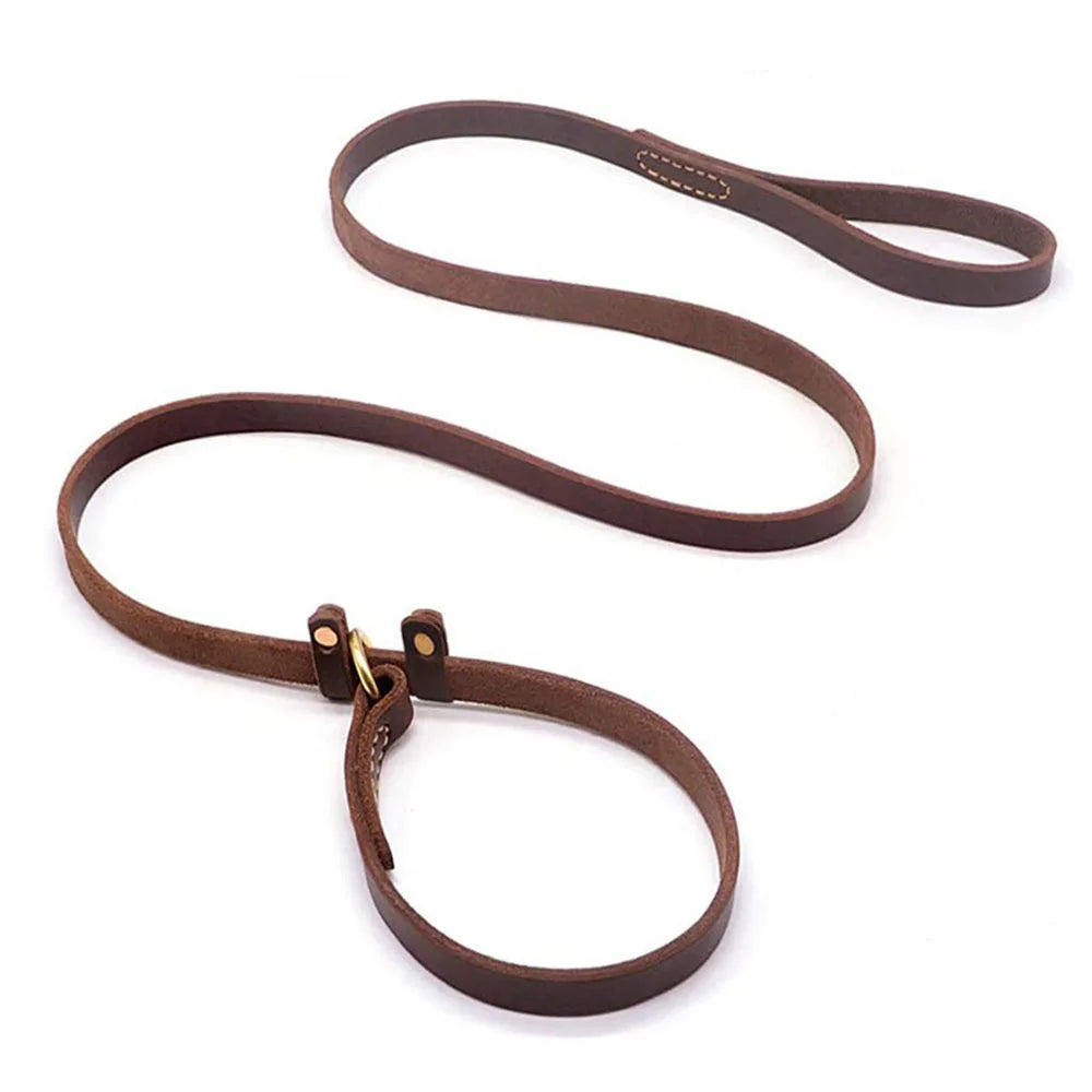 Collier et laisse en cuir de luxe pour chien, une pièce, réglable, pour grands chiens