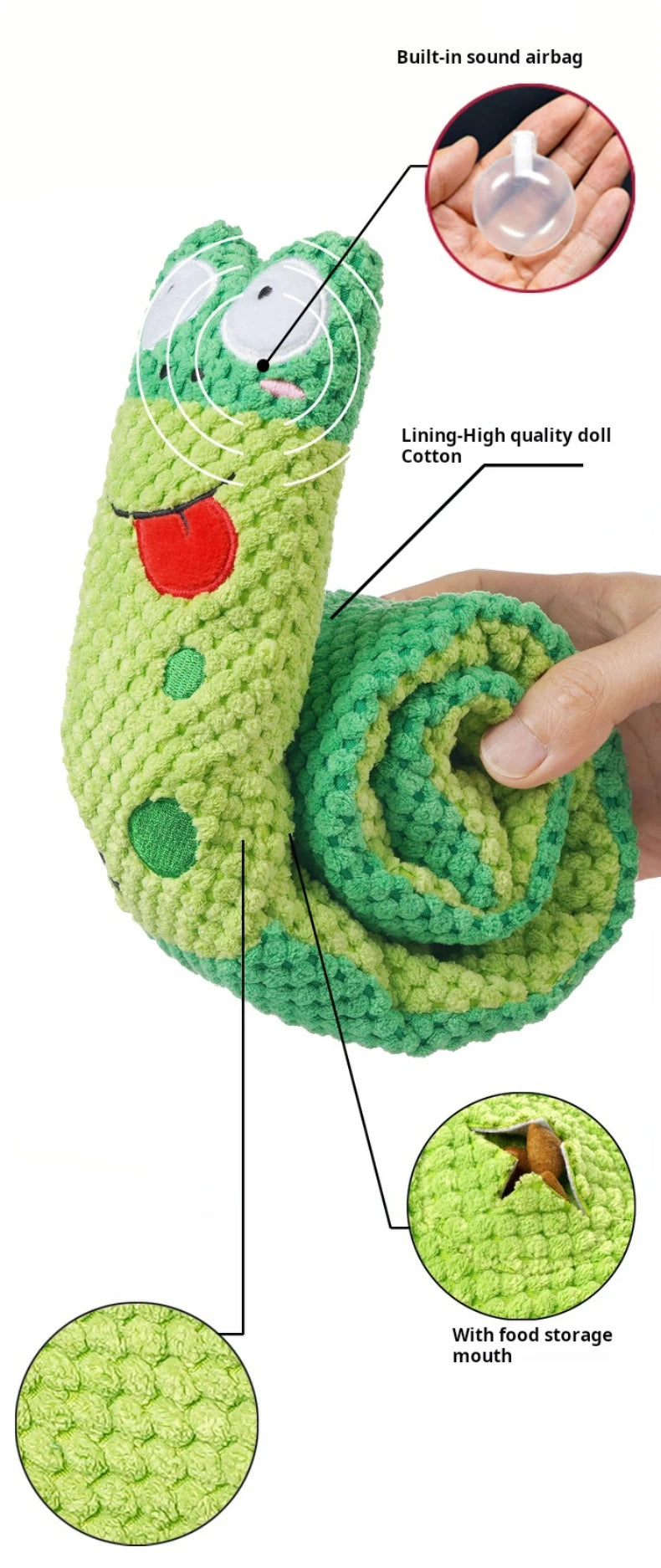 Jouet puzzle en peluche et sonore pour chien Sniffle Snake