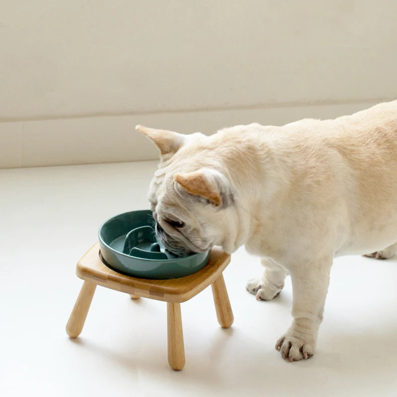 Ceramic Dogs Food Water Bowl Pet Slow Feeder