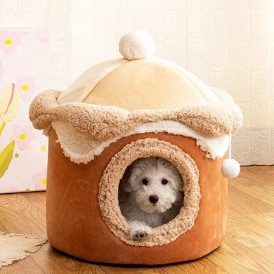 Warm Winter Cat Dog House Deep Sleep Pet Nest Geometric Ice Cream