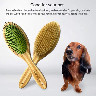 Professional Soft Double Sided Pin Bristle Bamboo Dog Brush