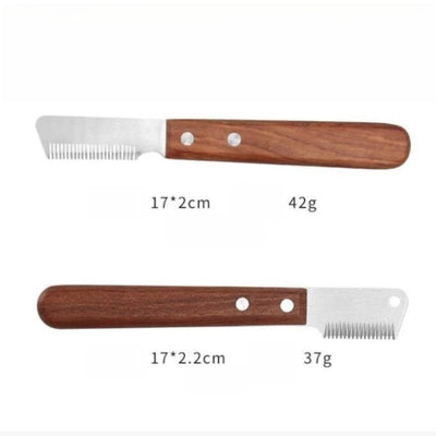 Pet Hair Removal Knife Professional Dog Comb Stainless Wooden Handle