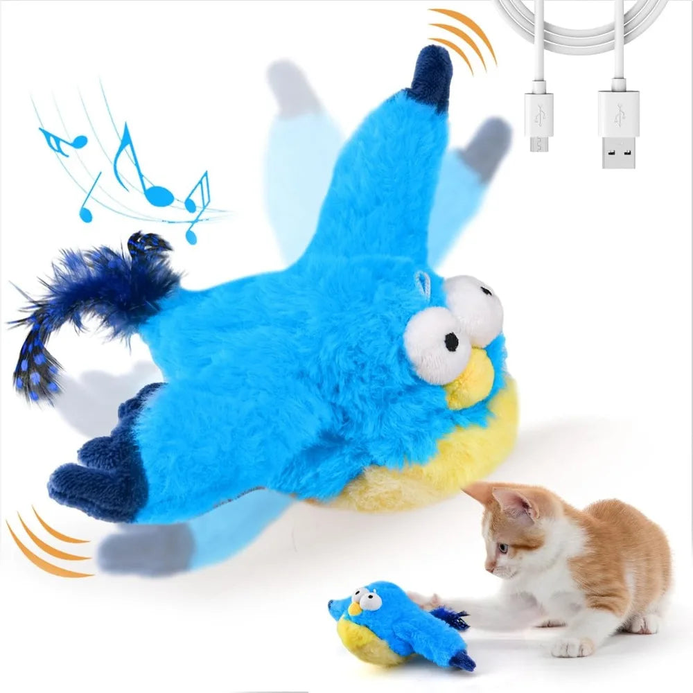 Jouet interactif pour chat Flappy Bird Oiseau gazouillant et battant rechargeable