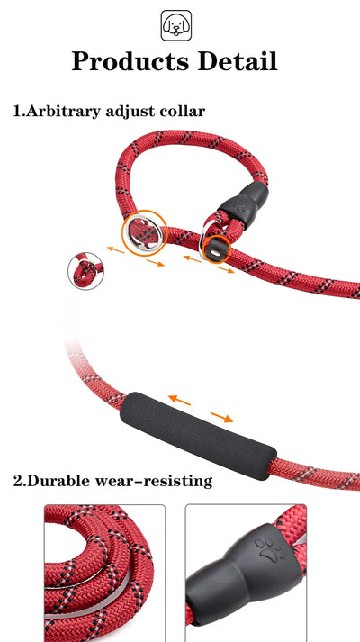 Soft Touch Adjustable Anti-slip No-pull Dog Leash & Collar