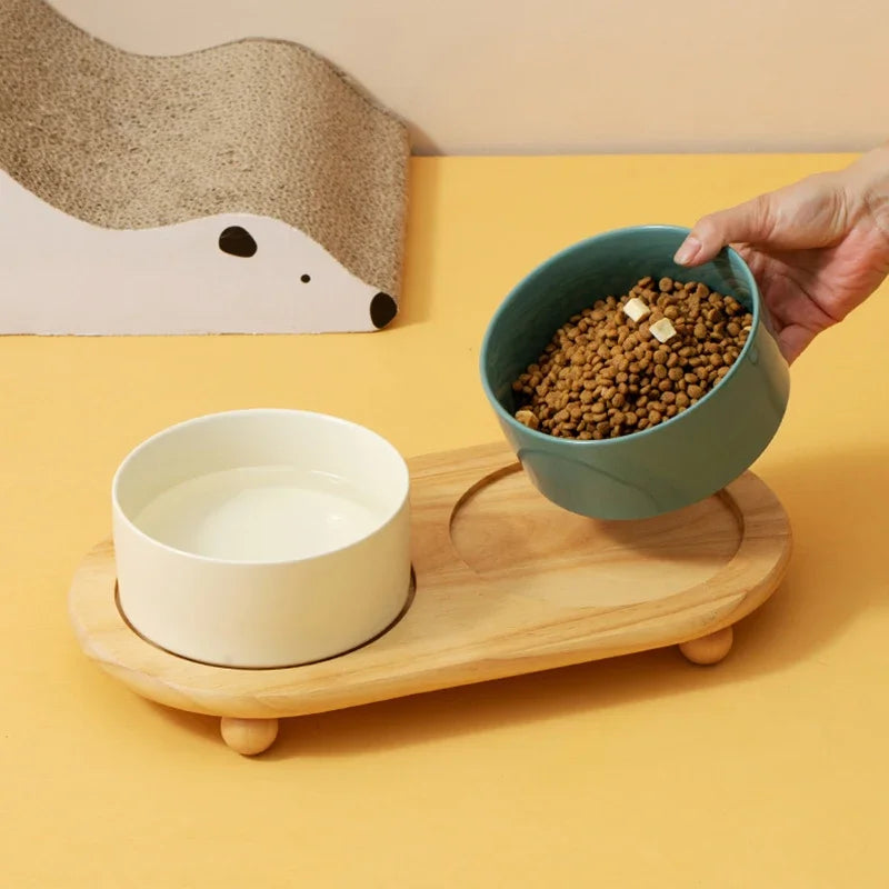 Ceramic  Food Water Bowl Elevated Pet Bowl