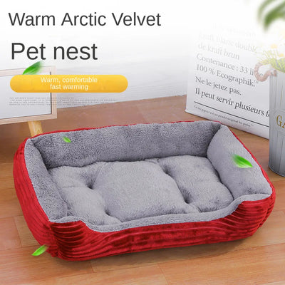 Bed for Dog Cat Pet Soft Square Plush Kennel Animals Accessories