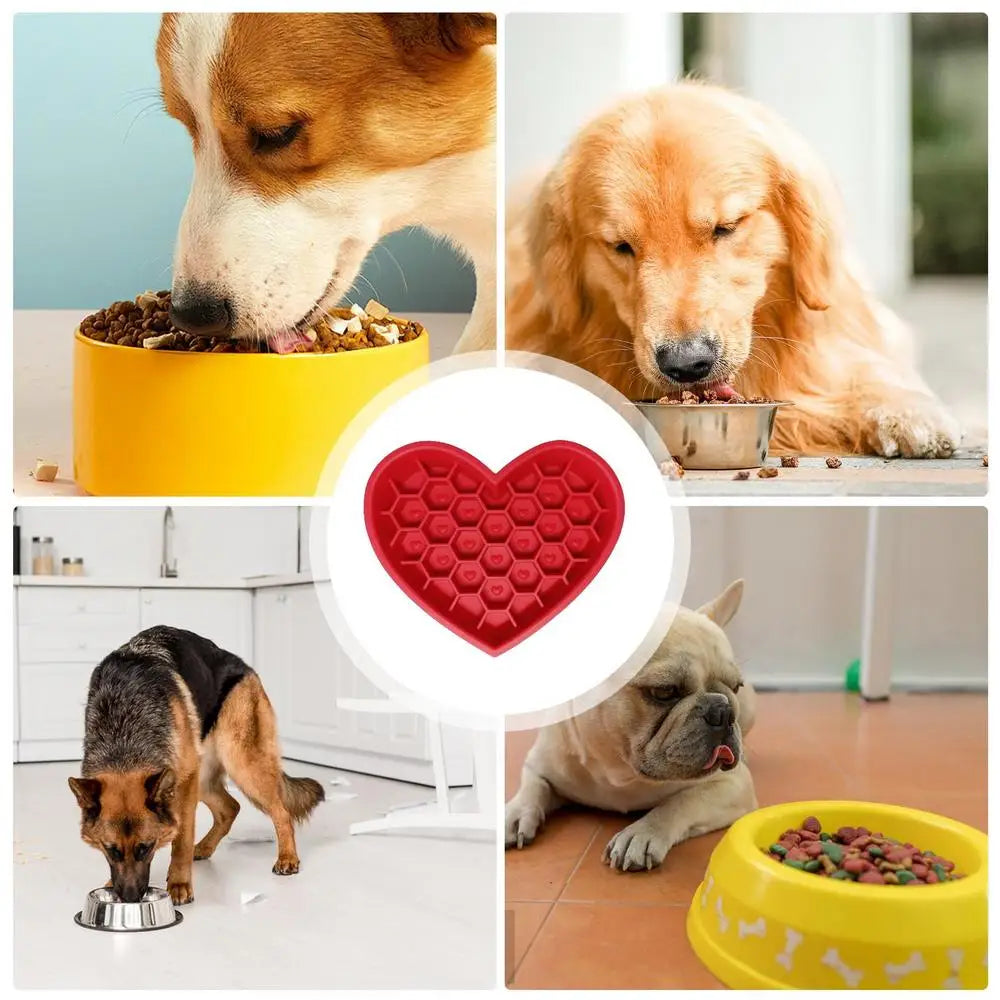 Heart Pet Slow Feeder Silicone Bowl Non-Slip