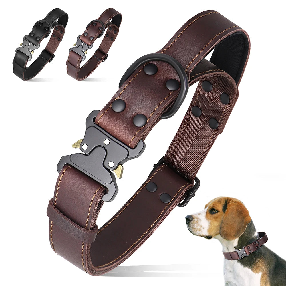 Weiches Hundehalsband aus echtem Leder mit Quick Click Control für große Hunde – Premium-Komfort und Kontrolle