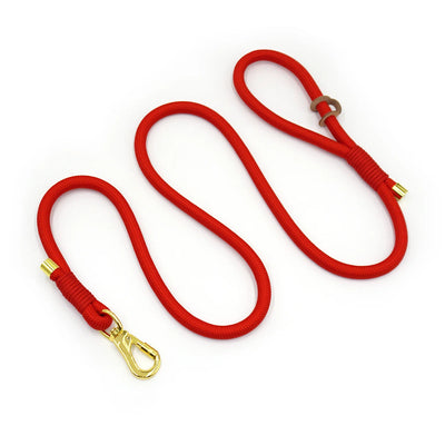 Classy Red Soft Leather Dog Collar & Leash Set