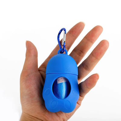 Dog Poop Bags Paw Dispenser with Carabiner Clip Set