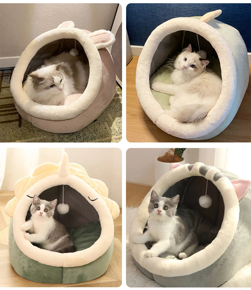 Deep Sleep Cat Bed Cartoon Pet Bed Foldable Removable Washable