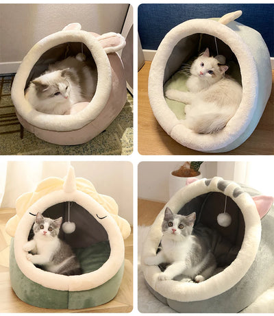 Lit pour chat Deep Sleep Cartoon Pet Bed Pliable Amovible Lavable