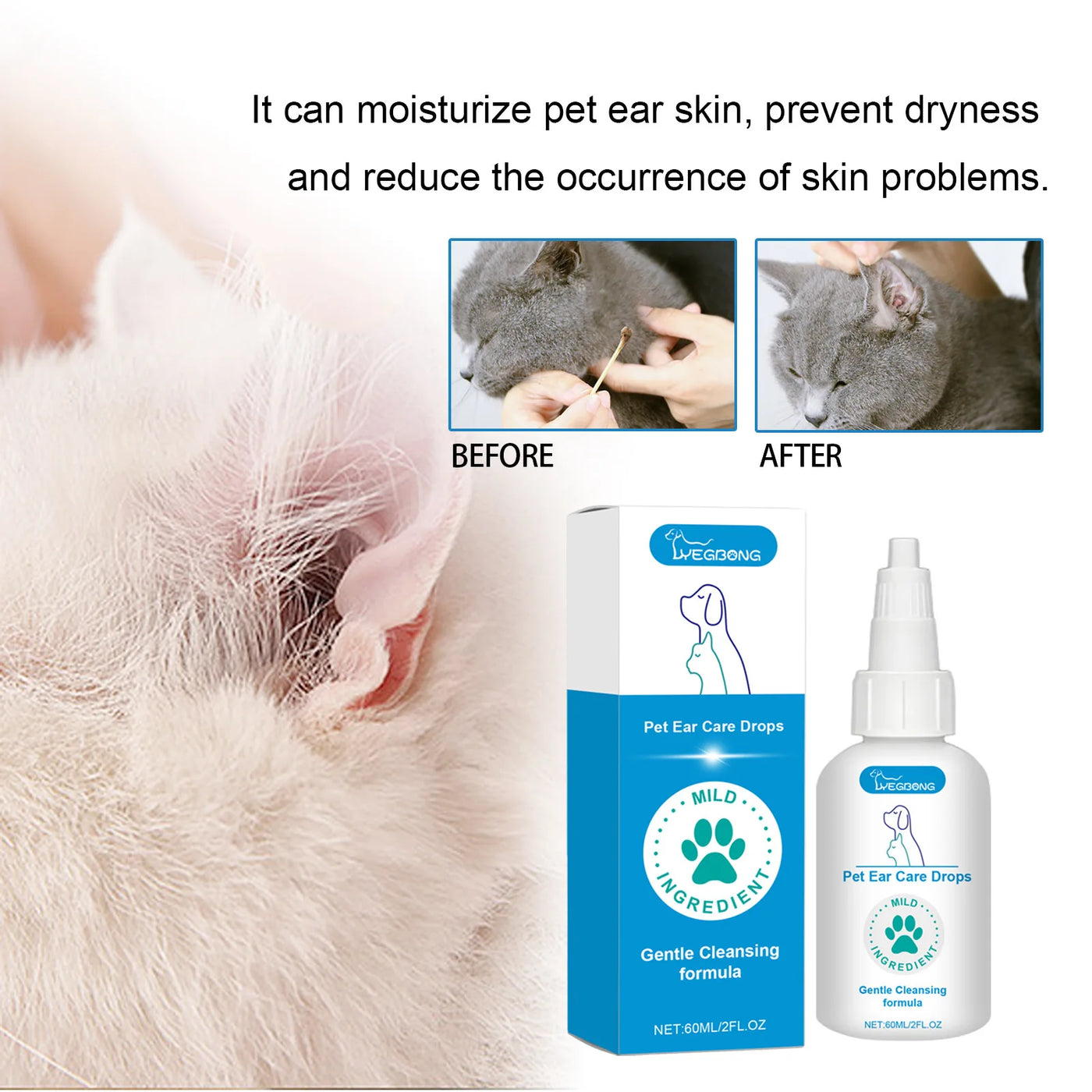 Pet Ear Drop Infection Mite Control Ear Wax Canal Cleaning Solution