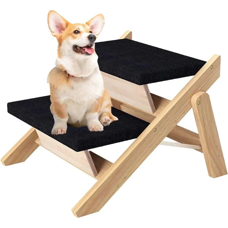 Escalier pliable pour animaux de compagnie 2 en 1 en bois