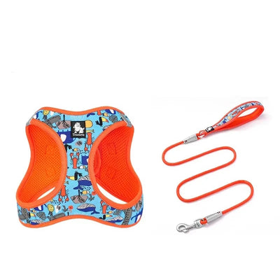 Happy Print Super Soft Mesh Pet Harness & Leash Set