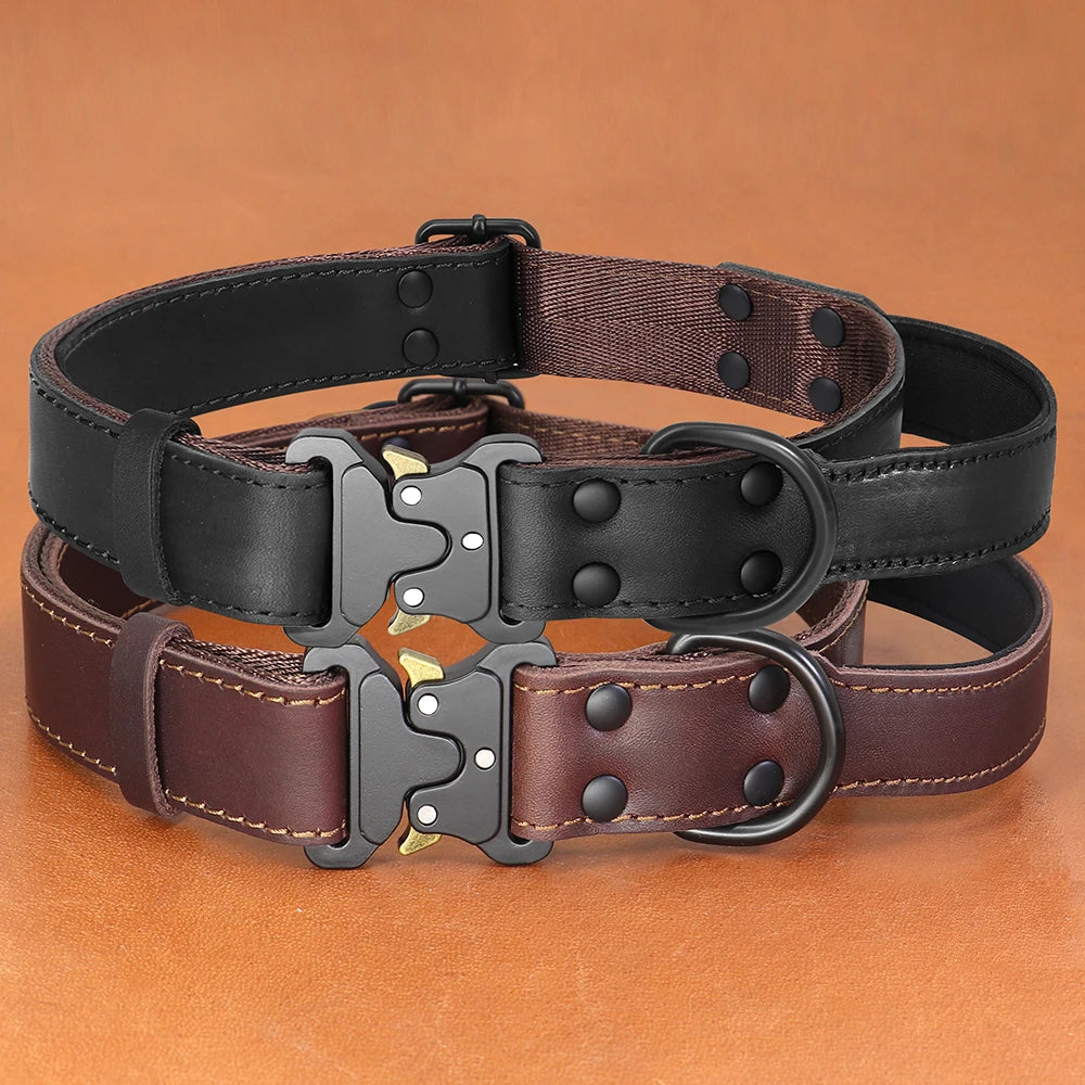 Quick Click Control Soft Real Leather Big Dog Collar – Premium Comfort and Control