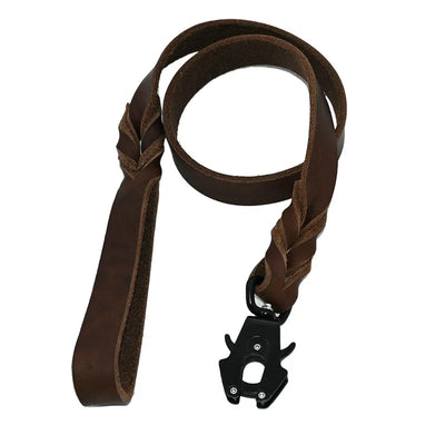 Braided Dog Leash Leather Safety Clip