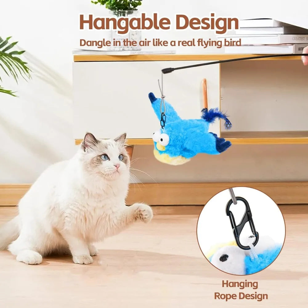 Jouet interactif pour chat Flappy Bird Oiseau gazouillant et battant rechargeable