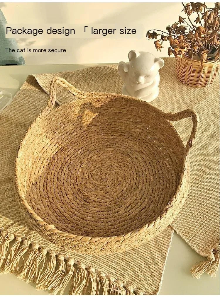 Meow Rattan Cat Bed Washable