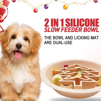 Slow Feeder Christmas Collection Pet 2 in 1 Silicone Slow Feeder Bowl