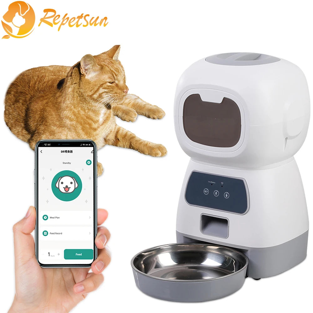 Distributeur automatique de nourriture pour chats et chiens, distributeur intelligent de nourriture pour chiens à rotation lente et intelligente, WiFi