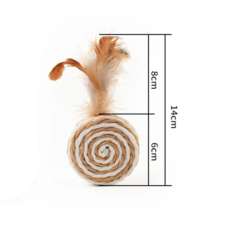 Cat Sisal Feather Chewing Rattle Scratch Catch Toy