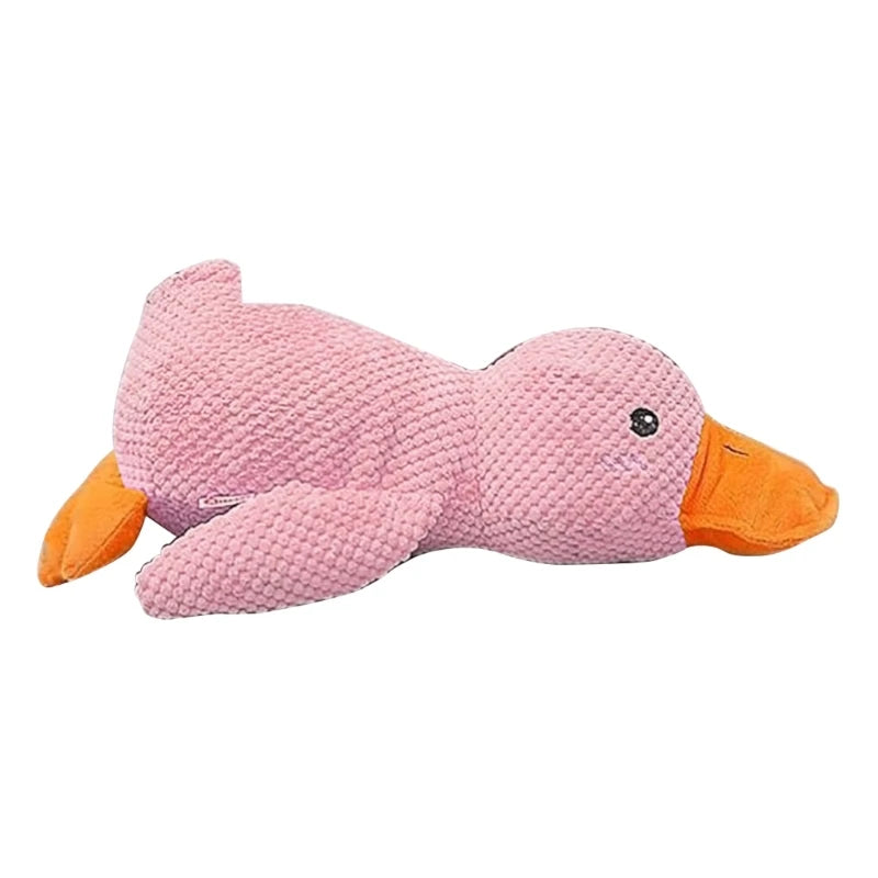 Jouet à mâcher pour chien en peluche avec canard en fourrure Jouet sûr avec son de hochet Canard en peluche