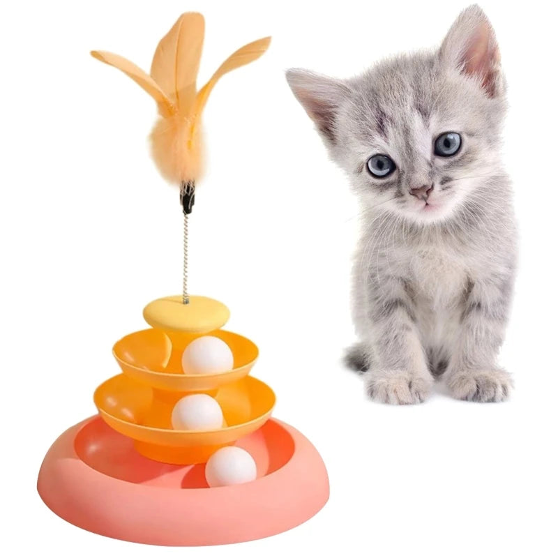 Colorful Rotating Cats Feather Toy