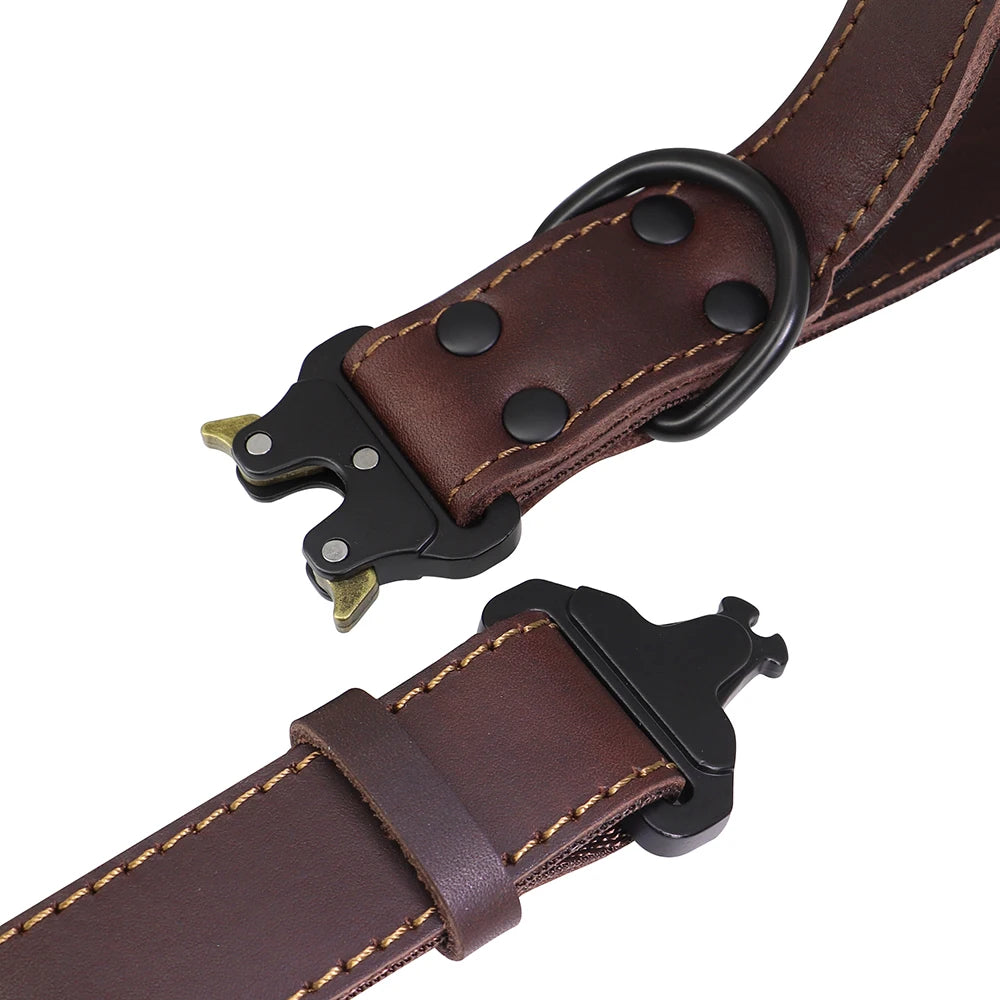 Quick Click Control Soft Real Leather Big Dog Collar – Premium Comfort and Control