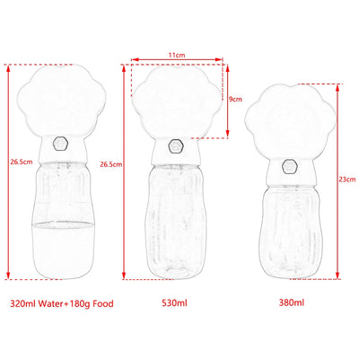 Tragbare Wasserflasche für Haustiere mit Pfotenabdruck