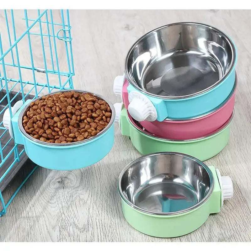 Pet Bowl Removable Stainless Steel Pet Kennel Cage Hanging