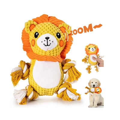 Lion Stuffed Dog Toys Squeaker Safe Cotton Plush Rope Pet Toy