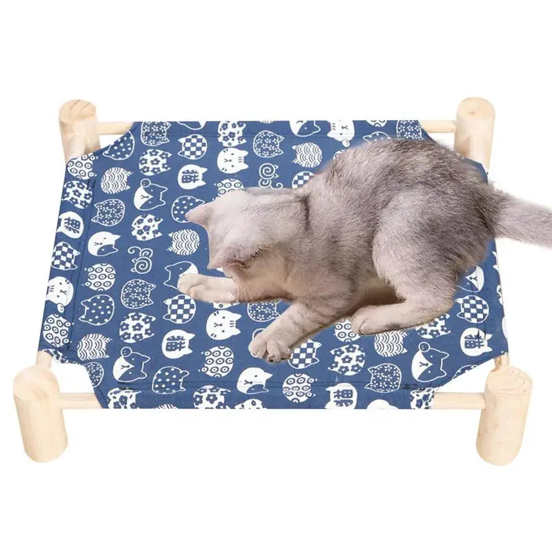 Pet Hammock Bed Cooling Detachable Wooden