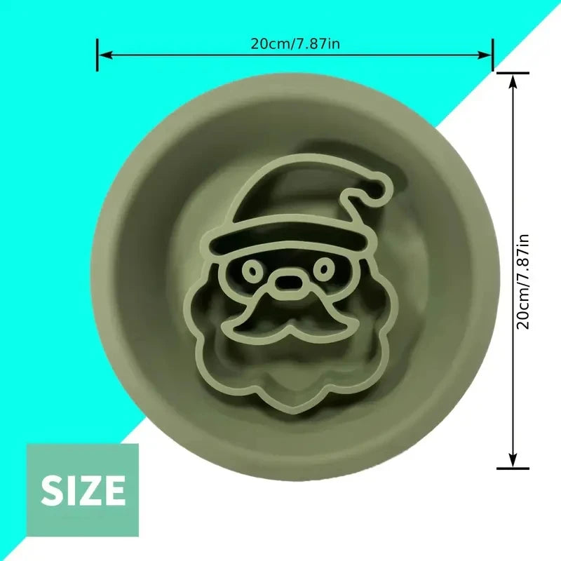 Santa Silicone Christmas Pet Slow Feeding Bowl