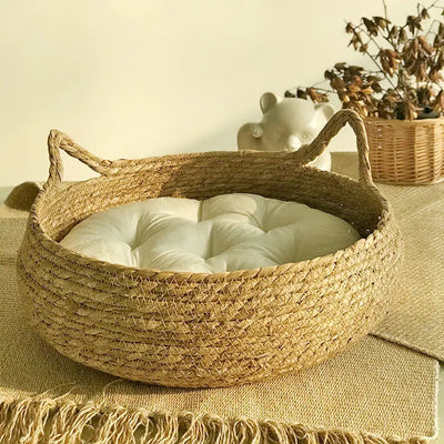 Meow Rattan Cat Bed Washable