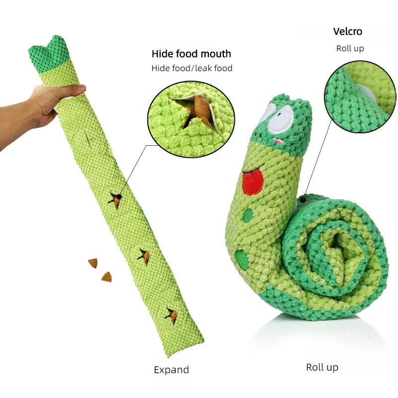 Jouet puzzle en peluche et sonore pour chien Sniffle Snake