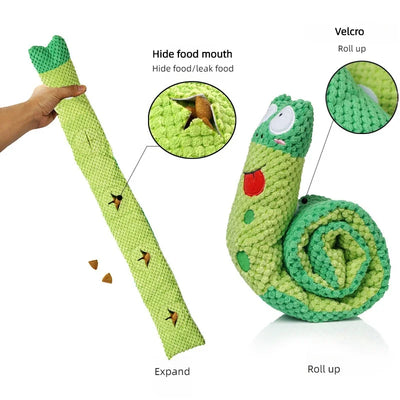 Jouet puzzle en peluche et sonore pour chien Sniffle Snake