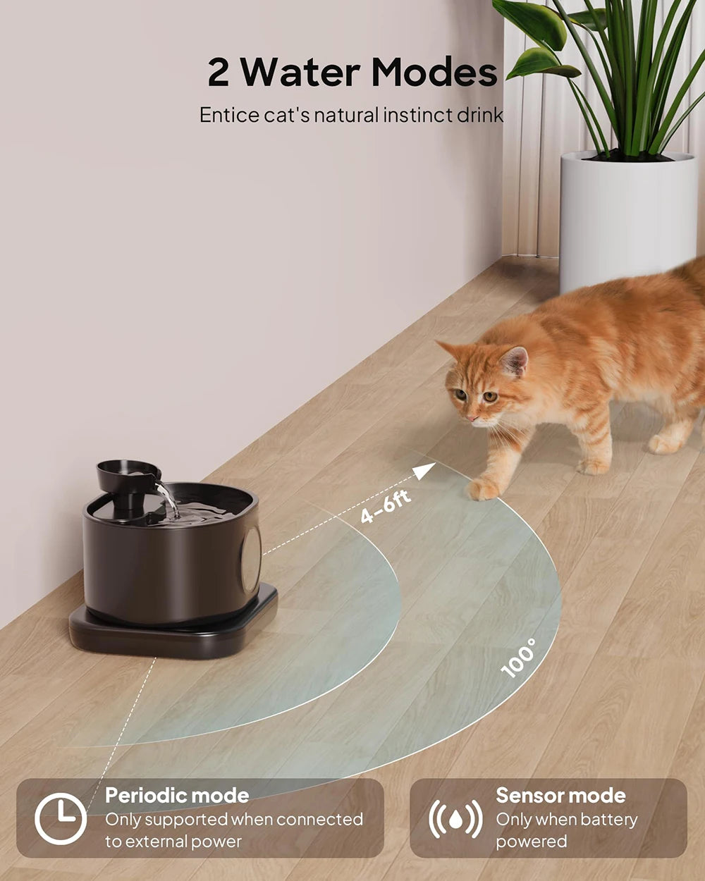 Kabelloser Aufladesensor-Trinkbrunnen für Katzen