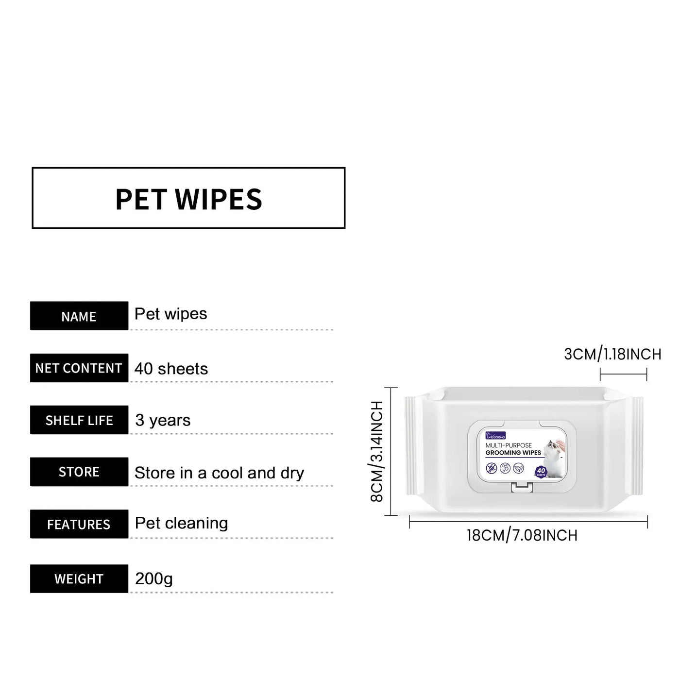 Multi Clean Pet Wet wipes Travel